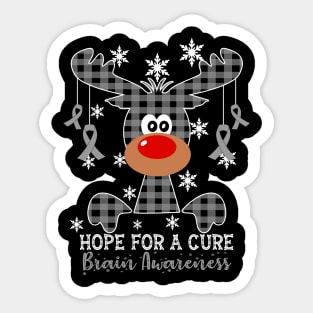 Reindeer Hope For A Cure Brain Awareness Christmas Sticker